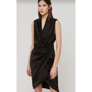 All Saints Cancity Gathered Dress Black Size 2 Cocktail Ruffle Wrap